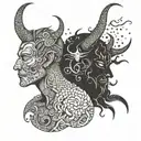 God and the Devil tattoo design idea