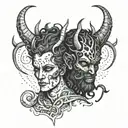 God and the Devil tattoo design idea
