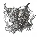 God and the Devil tattoo design idea