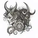 God and the Devil tattoo design idea