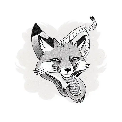 fox eating a snake  tattoo design idea