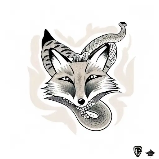 fox eating a snake  tattoo design idea