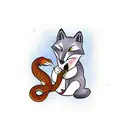 fox eating a snake  tattoo design idea
