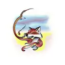 fox eating a snake  tattoo design idea