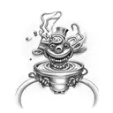 Beer-brewing puppet master tattoo design idea