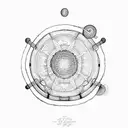 boat within circle tattoo design idea