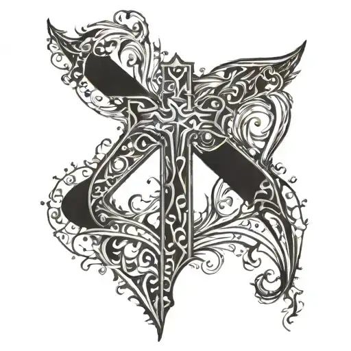 Make a tattoo of a cross with a 100 degree curve of scoliosis to the left on back  tattoo design idea