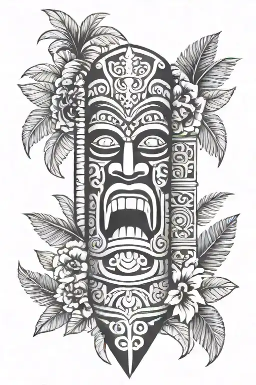 hawaiian tiki totem pole tattoo design idea