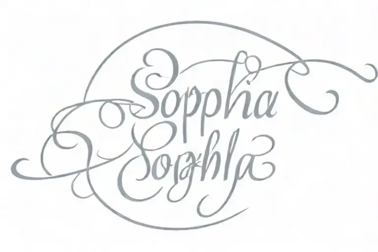 A tattoo of my wife name SOPHIA in cursive tattoo design idea