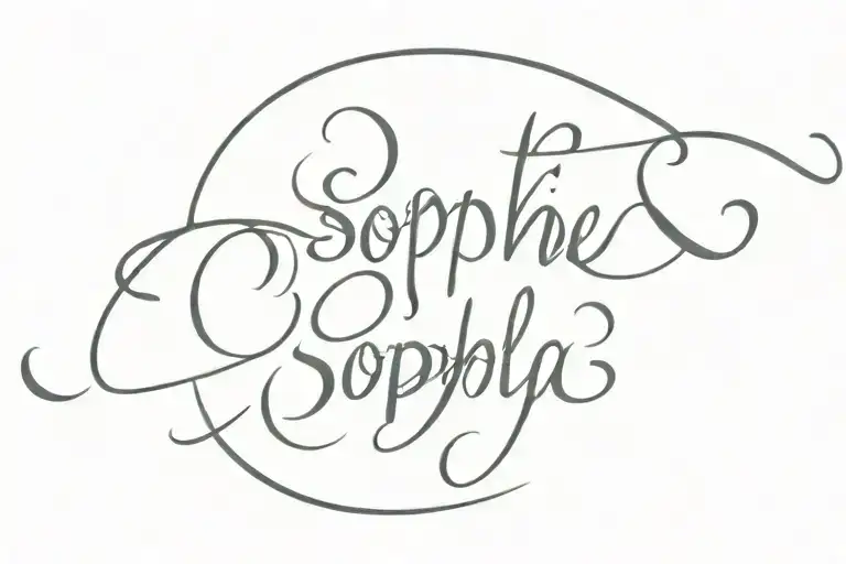 A tattoo of my wife name SOPHIA in cursive tattoo design idea
