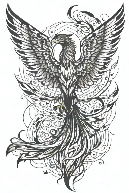 phoenix rising from the ashes tattoo design idea