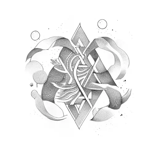 masculine cancer and aquarius symbol tattoo design idea