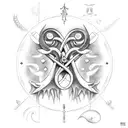 masculine cancer and aquarius horoscope  tattoo design idea