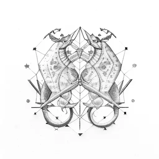 Sagittarius plus Capricorn equals Pisces tattoo design idea