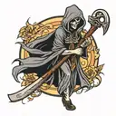 female grim reaper holding a scythe tattoo design idea