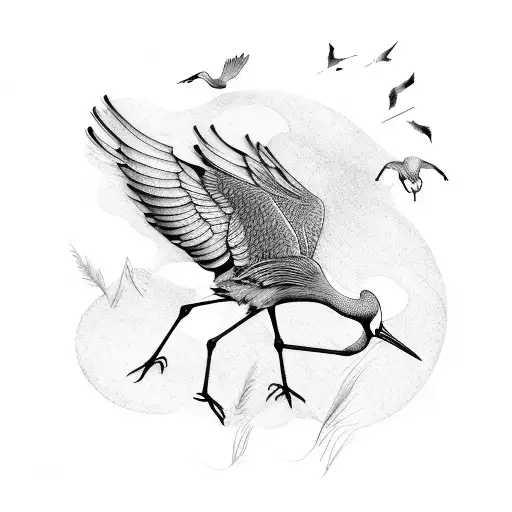 cranes tattoo design idea
