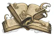 an open book, from the book escapes NEmos nautilus escpaing from the giant squid tattoo design idea