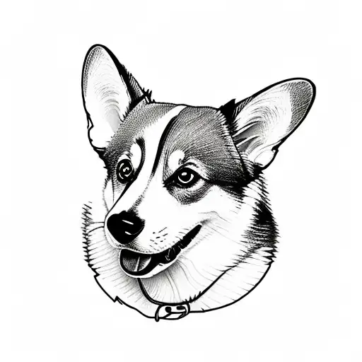 Corgi with serious and condemning face tattoo design idea