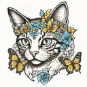 cat and butterflies  tattoo design idea