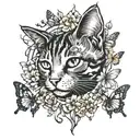 cat and butterflies  tattoo design idea