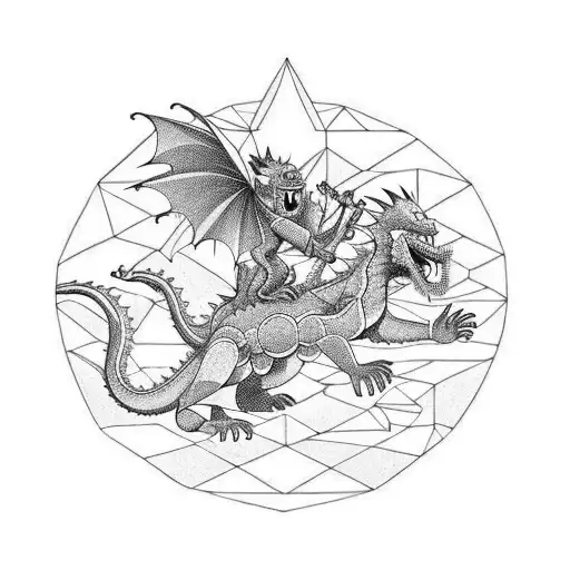 monkey riding a dragon with a gun tattoo design idea