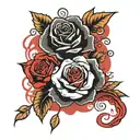 black roses & red roses intertwined tattoo design idea