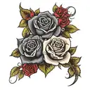black roses & red roses intertwined tattoo design idea