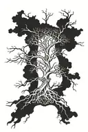 A design showcasing a tree of life with branches representing different aspects of the client's life - military career, luck, family, and friends, all interconnected and flourishing tattoo design idea