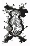 A design showcasing a tree of life with branches representing different aspects of the client's life - military career, luck, family, and friends, all interconnected and flourishing tattoo design idea