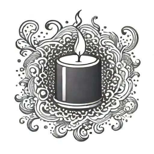 round candle burning tattoo design idea