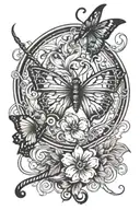 butterfly, magic wand infinity symbol tattoo design idea