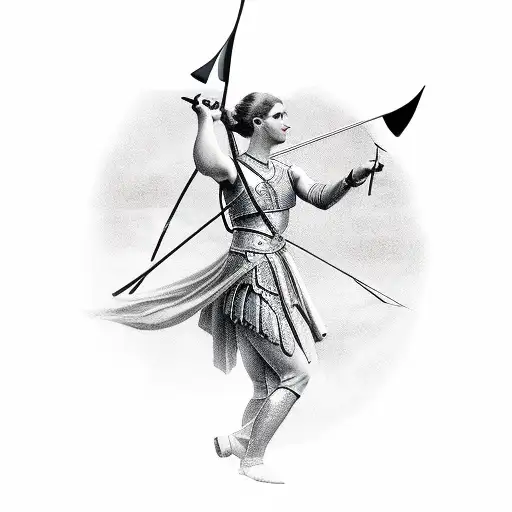 Woman with bow and arrow from ancient greece  tattoo design idea