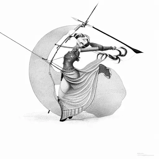 Woman with bow and arrow from ancient greece  tattoo design idea