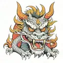 Chinese dragon with angry face with sharp teeth  tattoo design idea