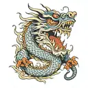 Chinese dragon with angry face with sharp teeth  tattoo design idea
