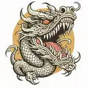 Chinese dragon with angry face with sharp teeth  tattoo design idea