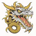 Chinese dragon with angry face with sharp teeth  tattoo design idea