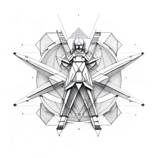 geometric Sagittarius, electric engineering, electronic music, angel gabriel tattoo design idea