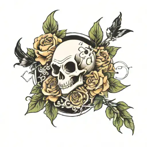 ghost and flowers  tattoo design idea