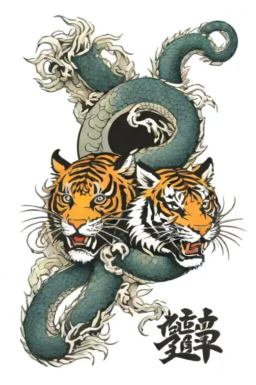 dragon and tiger ying yang tattoo design idea