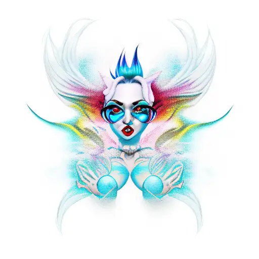 voluptuous succubus with blue hair tattoo design idea