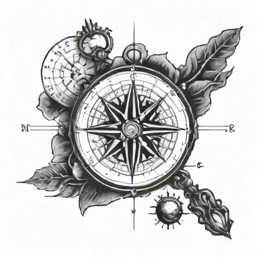 compass more pronounced east and west split identity tattoo design idea