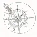 compass representing split identity living in Southern California and Connecticut  tattoo design idea
