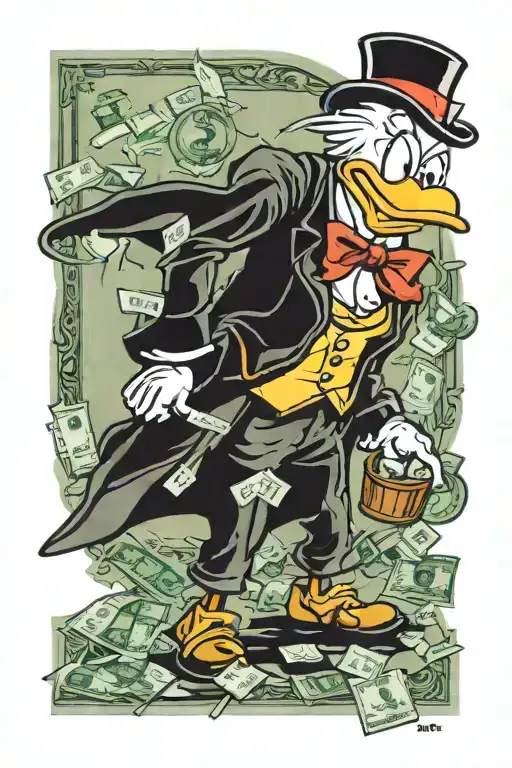 Wall Street stock market Scrooge Mcduck Monopoly Man Gangster tattoo design idea