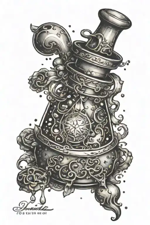 magic potions bottle tattoo design idea