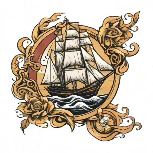 Sail boat tattoo design idea