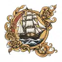 Sail boat tattoo design idea