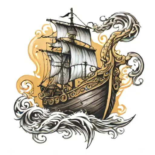 viking boat drawings tattoo design idea
