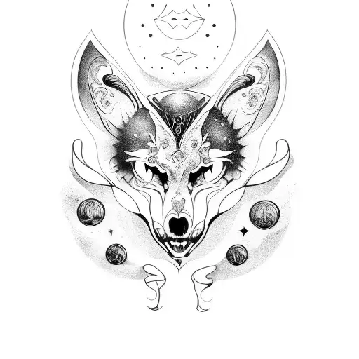 sonne mond tattoo design idea