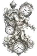 god chronos with clock in the background tattoo design idea